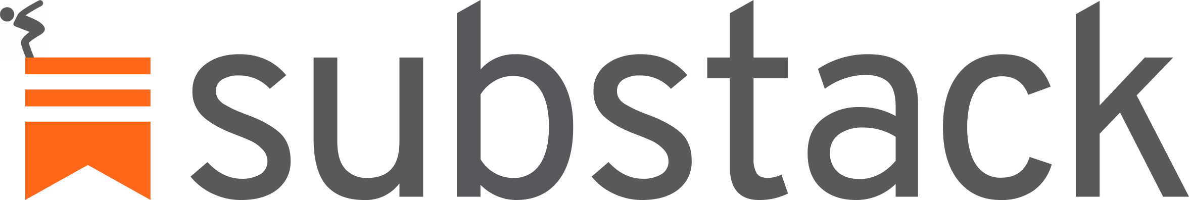 The Substack logo with a stick man on the edge about to dive off