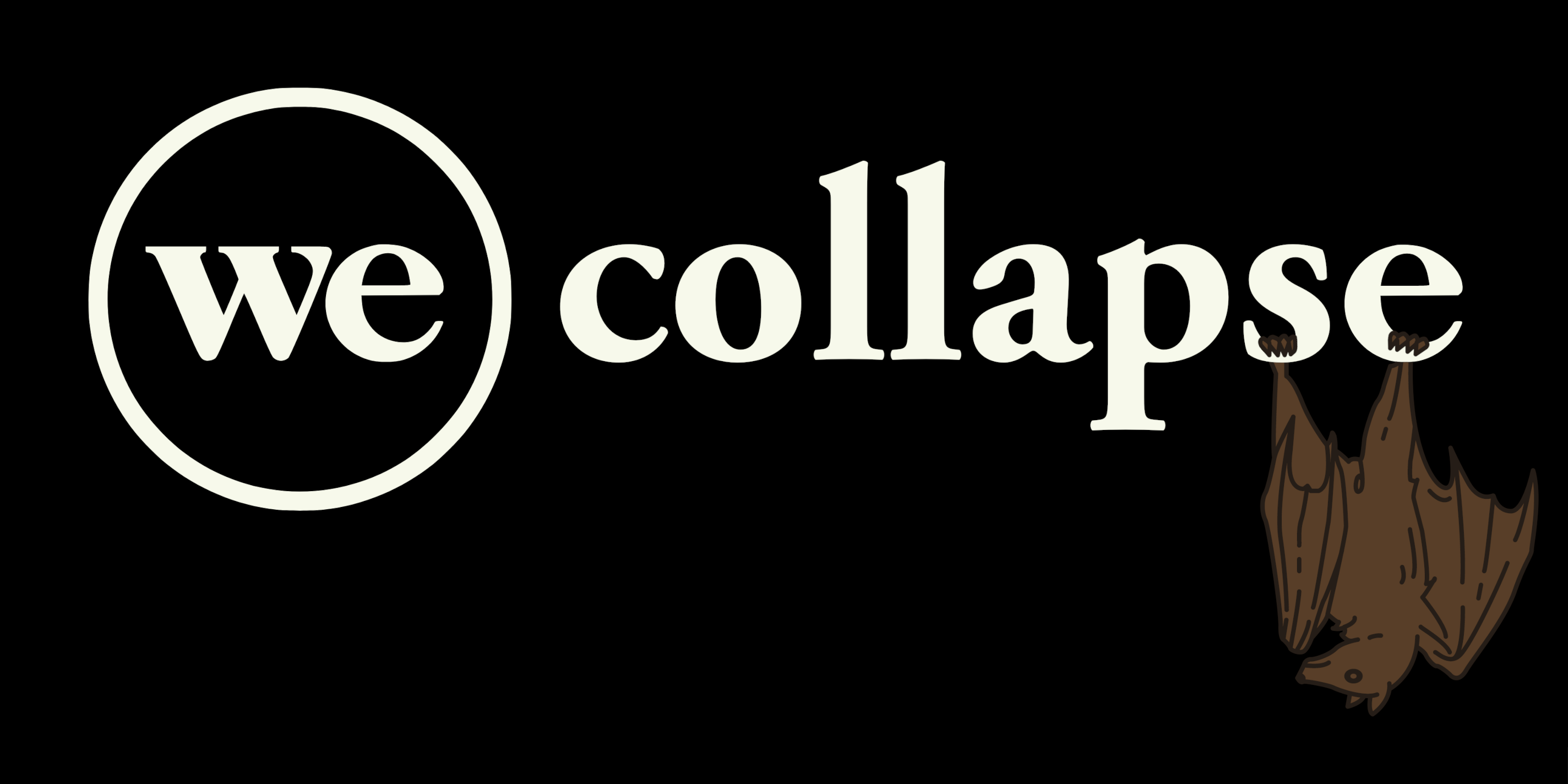 The WeWork logo transformed into WeCollapse, with a bat hanging upside-down from the last two letters