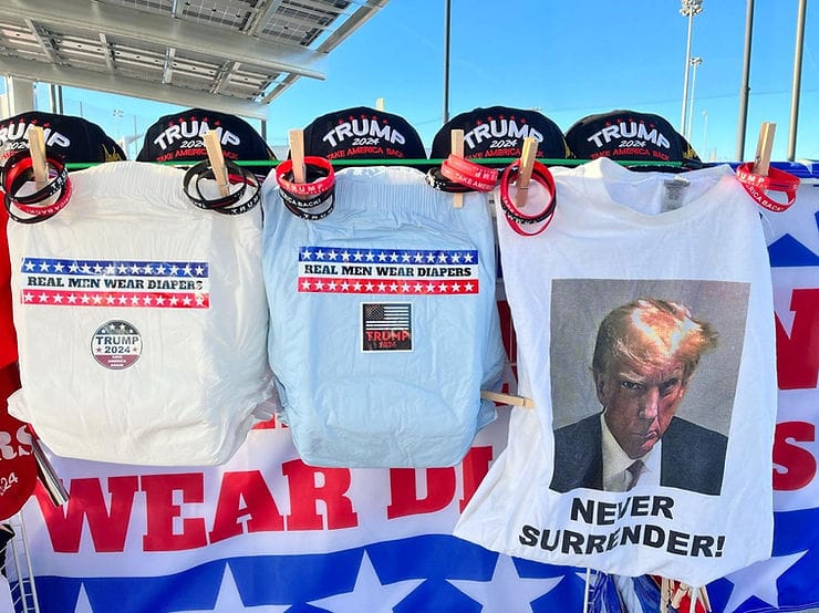 "Real Men Wear Diapers" banners and diapers for sale