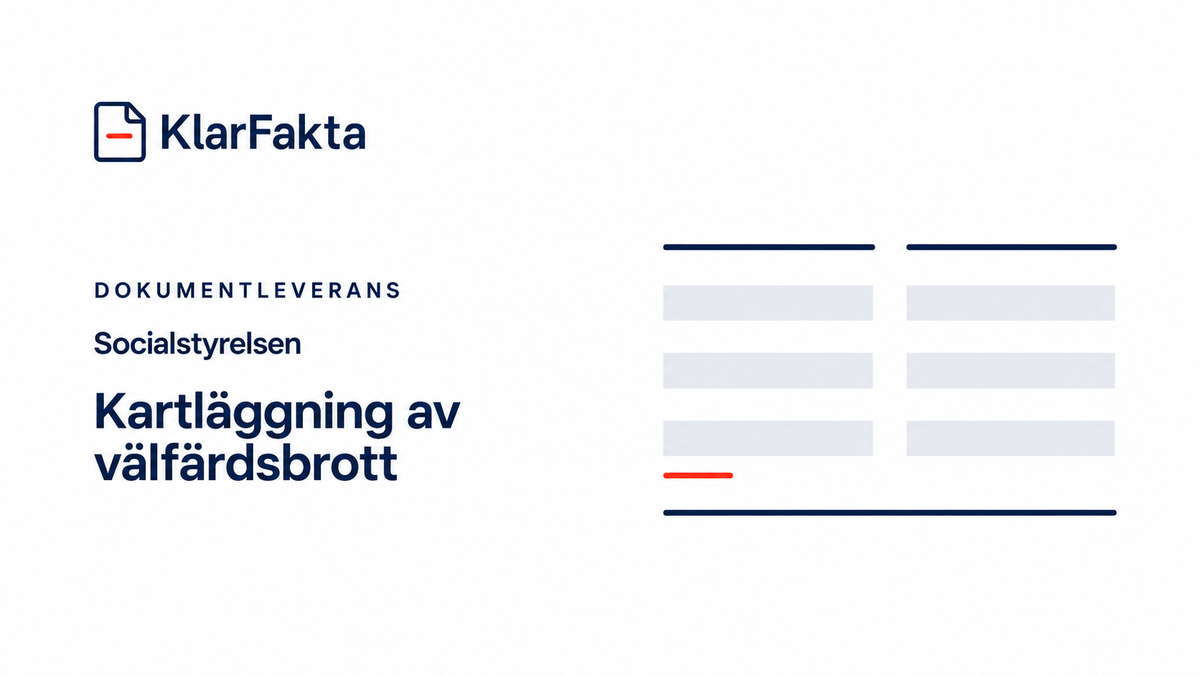 Socialstyrelsen – kartläggning av välfärdsbrott