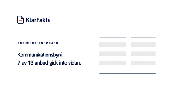 Kommunikationsbyrå: 7 av 13 anbud gick inte vidare