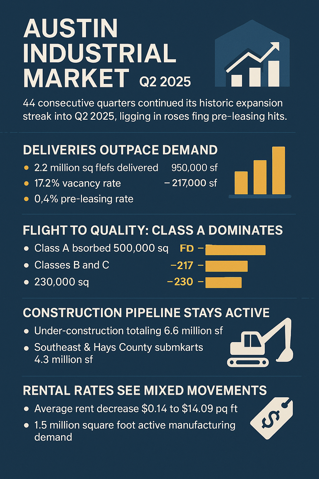 Austin Industrial Market Q2 2025: Vacancy Rises as Pre-Leasing Falls to 0.4%