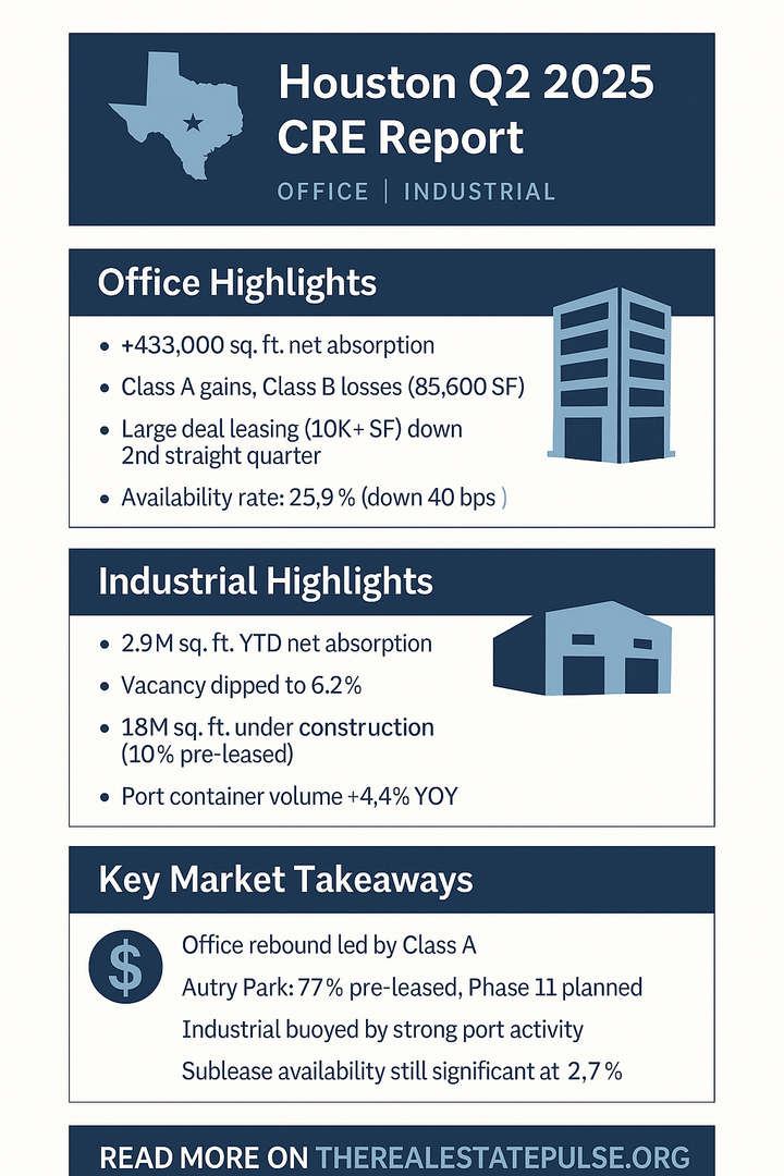 Houston Q2 2025 CRE Report: Office Rebounds, Industrial Powers Forward