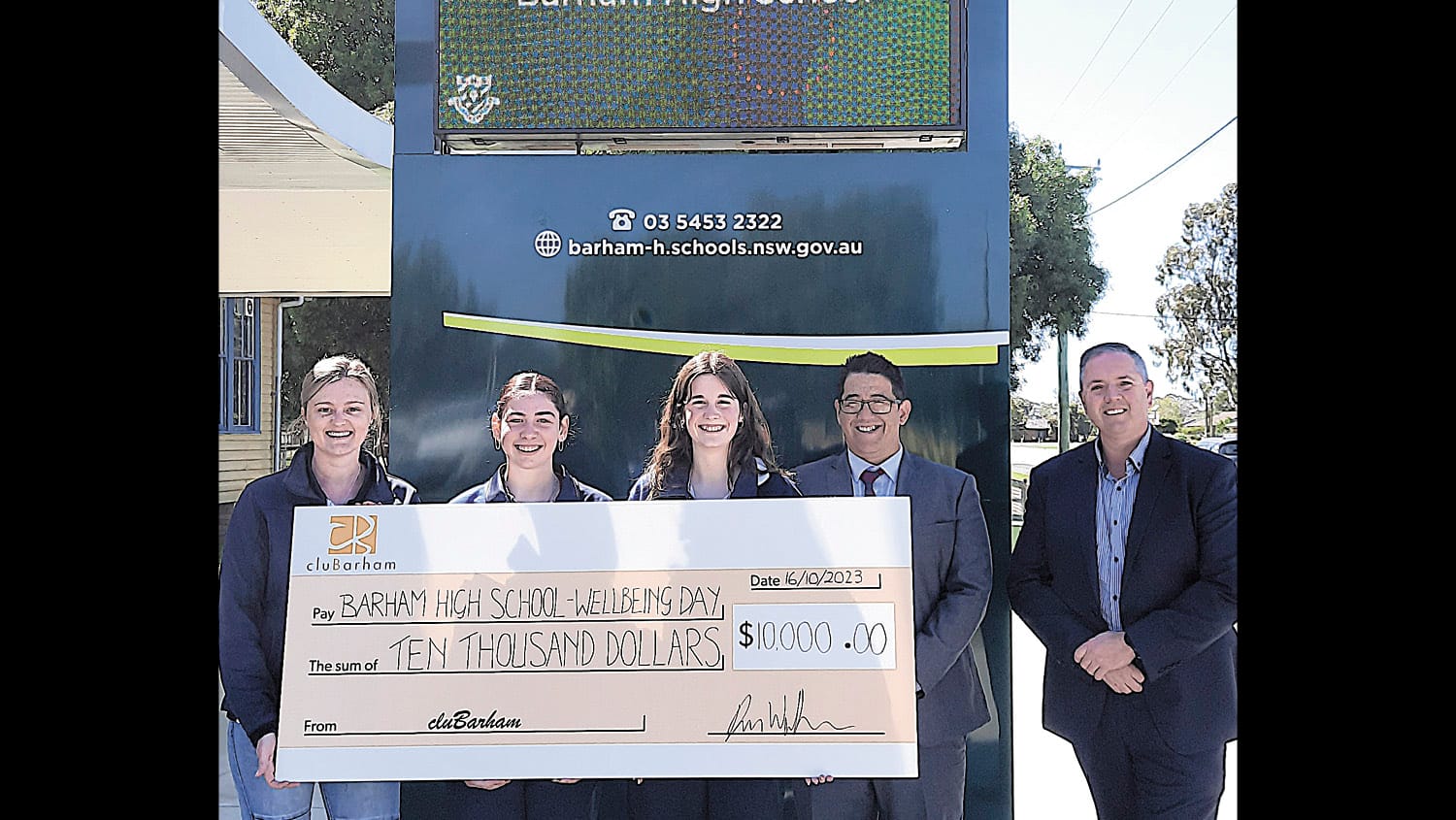 cluBarham Grants $10,000 to Barham High School for Wellbeing Day