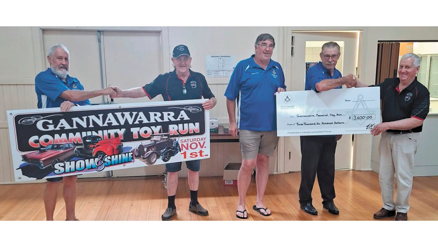 Freemasons Donation to Toy Run