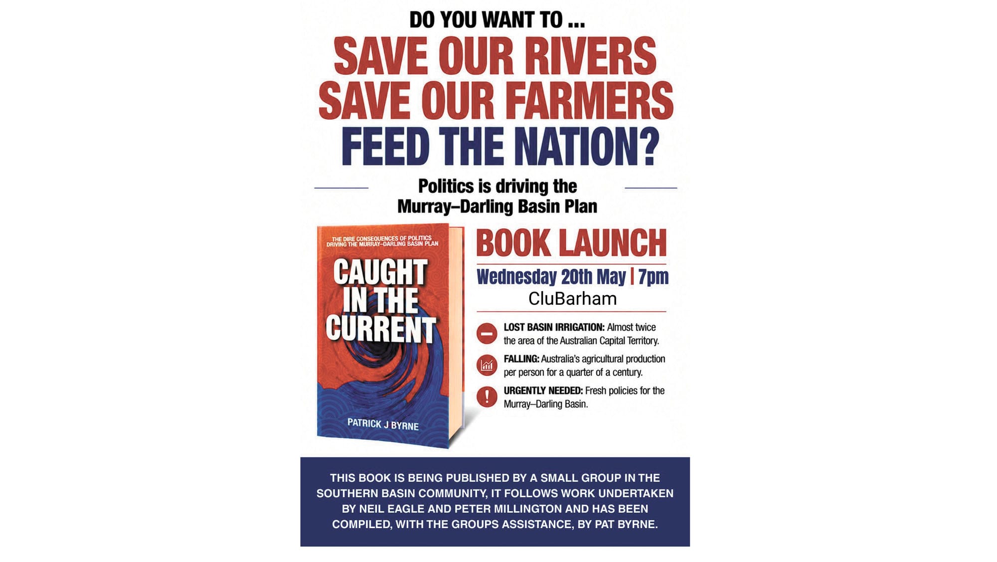 BARHAM LAUNCH FOR NEW BOOK - CAUGHT IN THE CURRENT