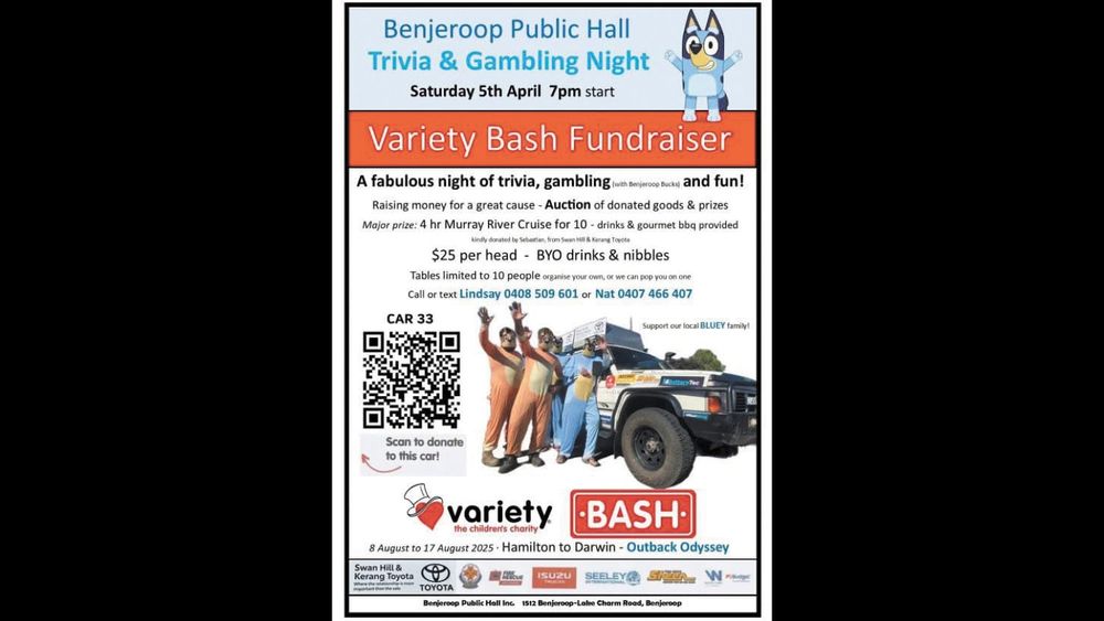 Benjeroop Trivia ‘n’ Gambling Night This Saturday! post image