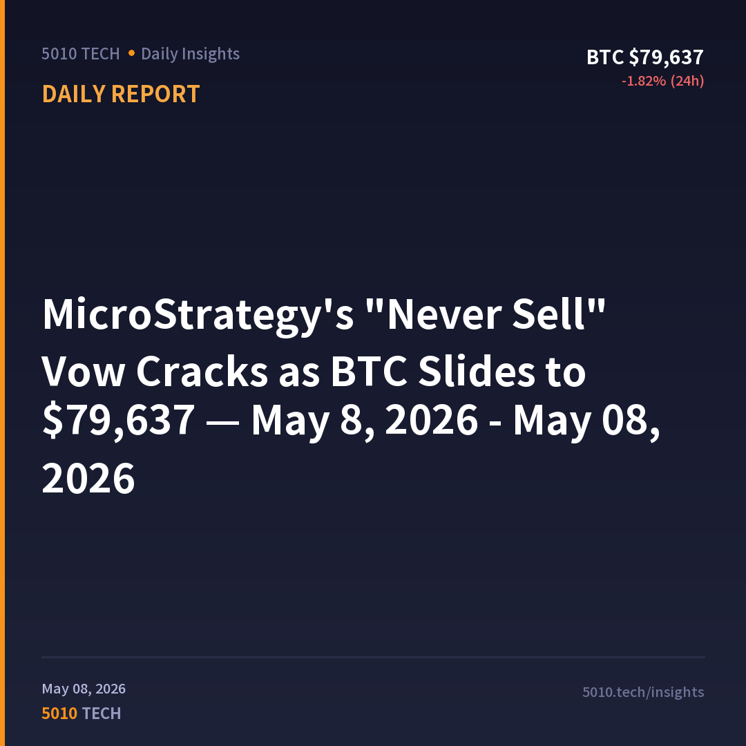 MicroStrategy's "Never Sell" Vow Cracks as BTC Slides to $79,637 — May 8, 2026 - May 08, 2026