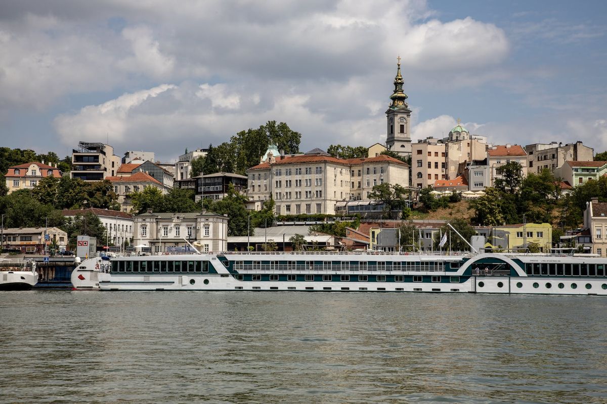 view of the belgrade old town from the river serbia