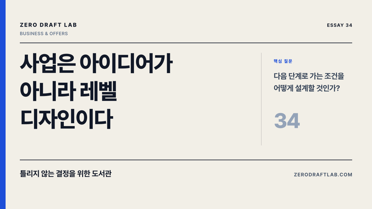 사업은 아이디어가 아니라 레벨 디자인이다