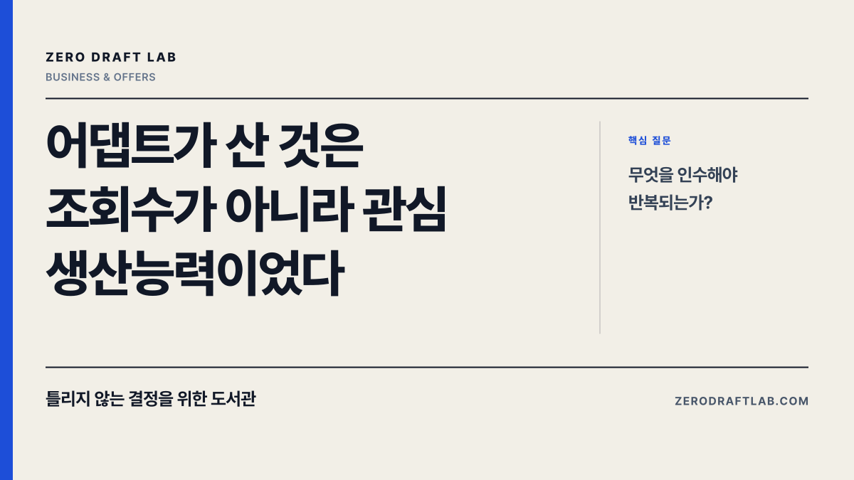 어댑트가 산 것은 조회수가 아니라 관심 생산능력이었다