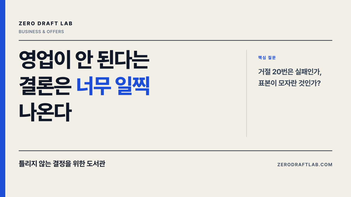 영업이 안 된다는 결론은 너무 일찍 나온다