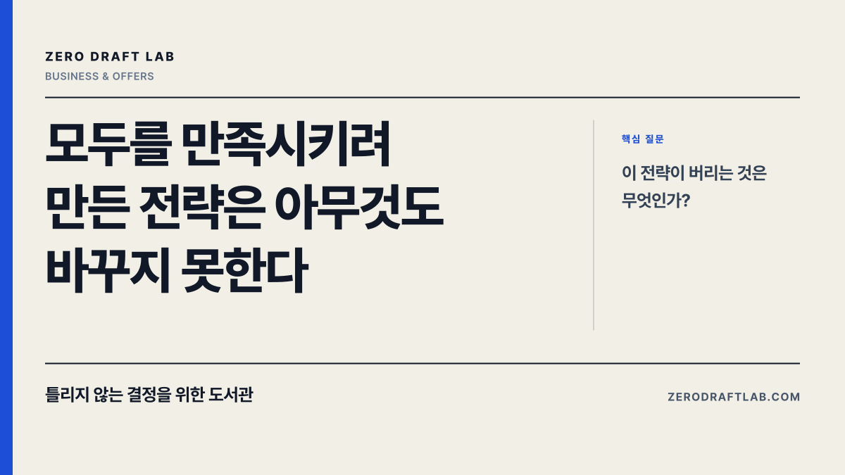 모두를 만족시키려 만든 전략은 아무것도 바꾸지 못한다