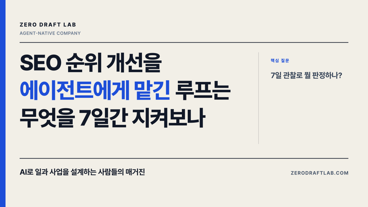 SEO 순위 개선을 에이전트에게 맡긴 루프는 무엇을 7일간 지켜보나