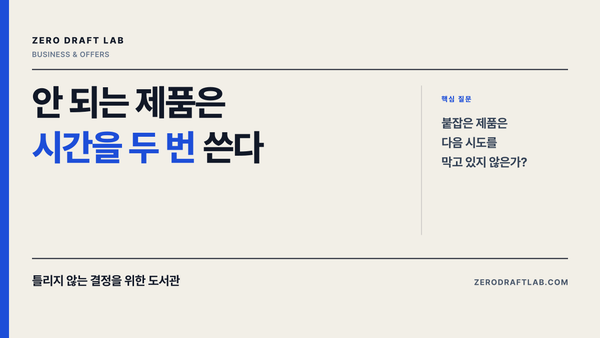 안 되는 제품을 붙잡는 기회비용을 다룬 Zero Draft Lab 표지