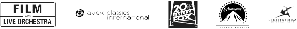 Film with Live Orchstra, Avex Classics International, 20th Century Fox, Paramount, Lightstorm (logos)