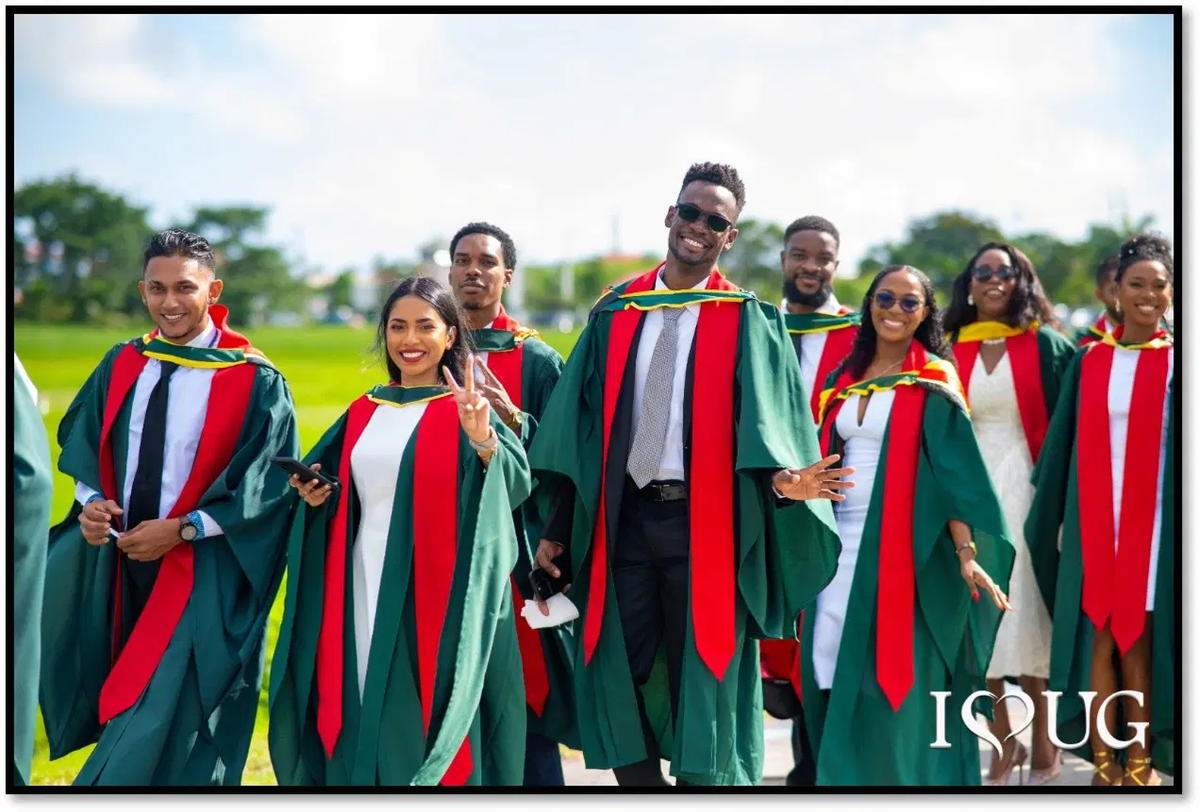 Students from the College of Medical Sciences at the University of Guyana's 2025 Convocation Exercise at the Turkeyen Campus.
