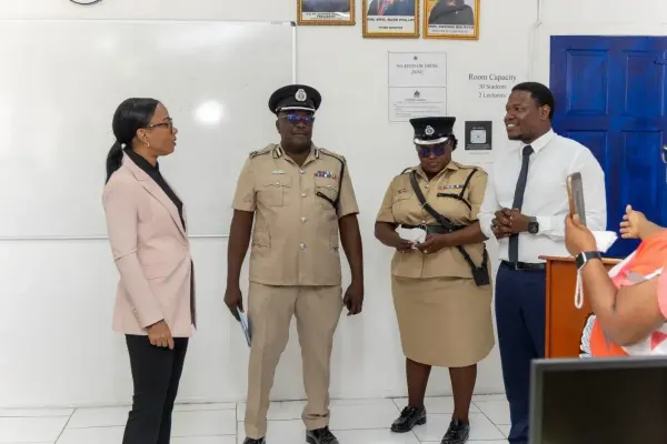 Home Affairs Minister Oneidge Walrond during a visit to Guyana Police Force facilities in September 2026.