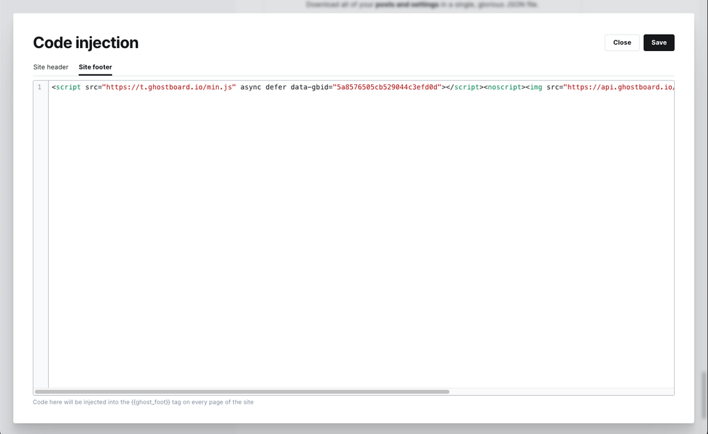 ghostboard-code-injection-screenshot