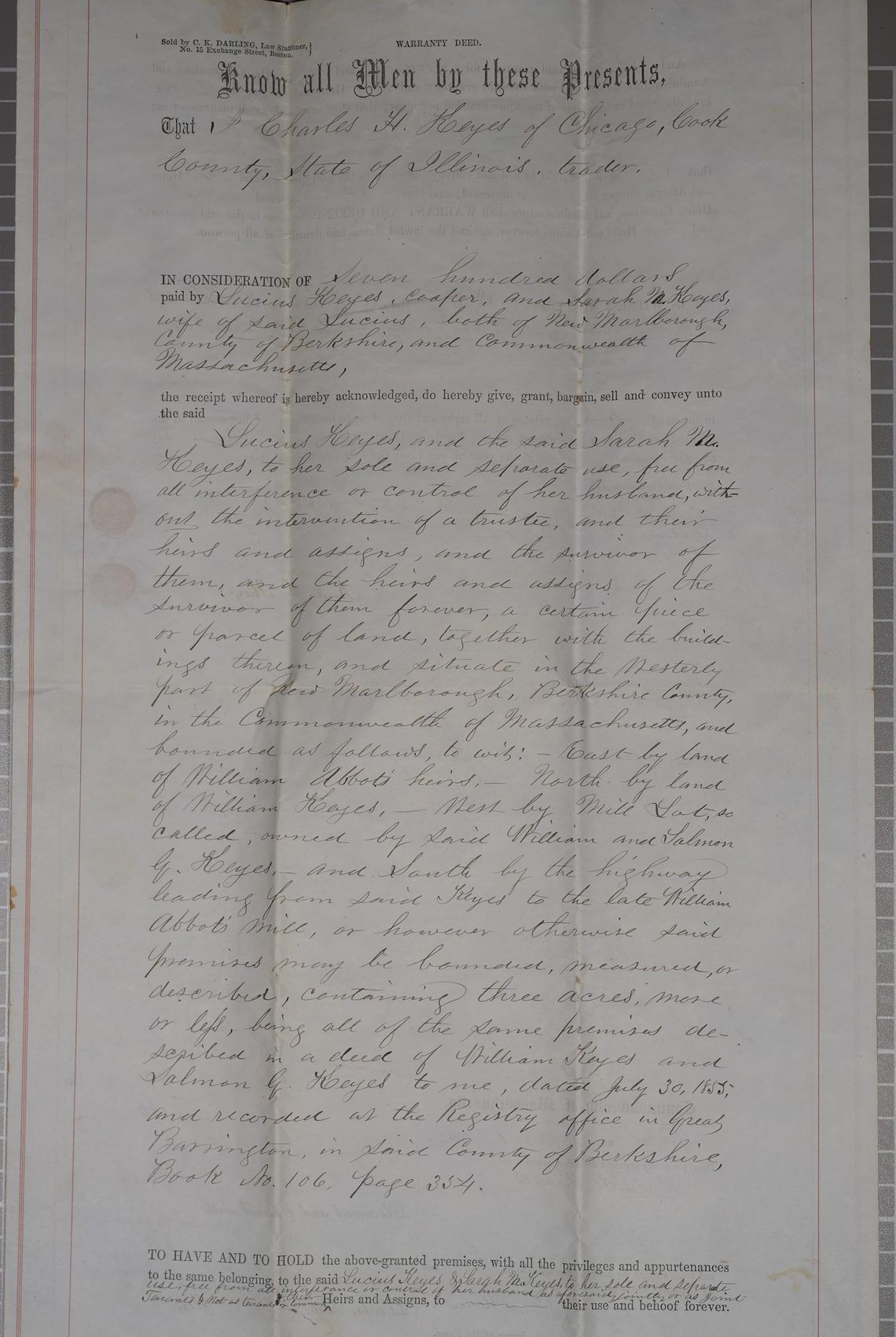 Deed 1855