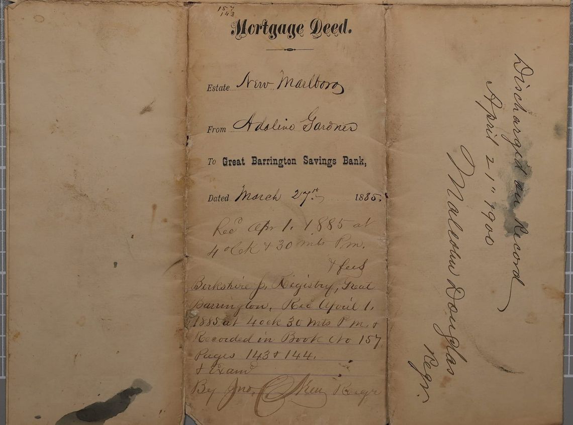 Mortgage Deed. Estate New Marlboro From Adalino Garones 1885