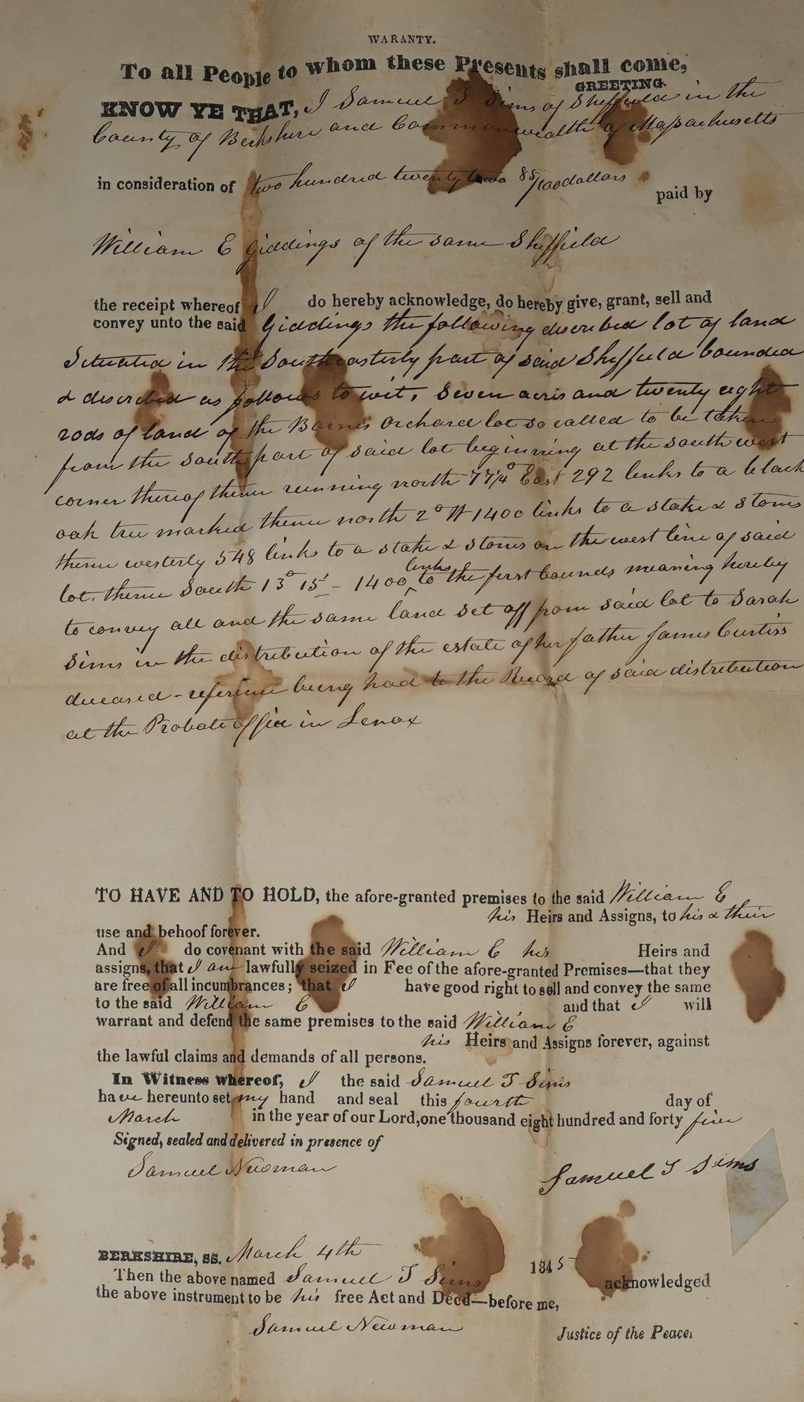 William Giddings Deed