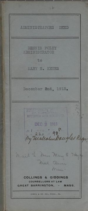 MARY E. KEYES Deed December 1913