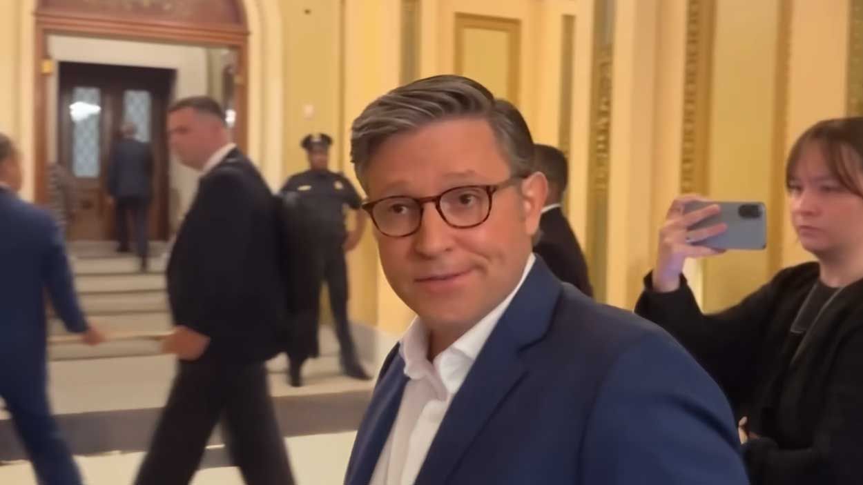 Mike Johnson at Capitol Hill speaking on the upcoming Epstein vote
