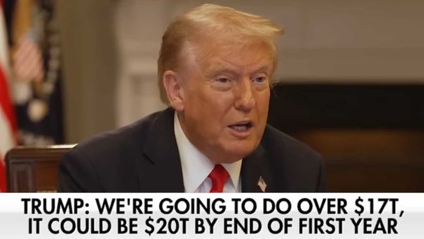 Screenshot of President Trump on Fox Business claiming up to a $20 trillion injection in the U.S. Economy