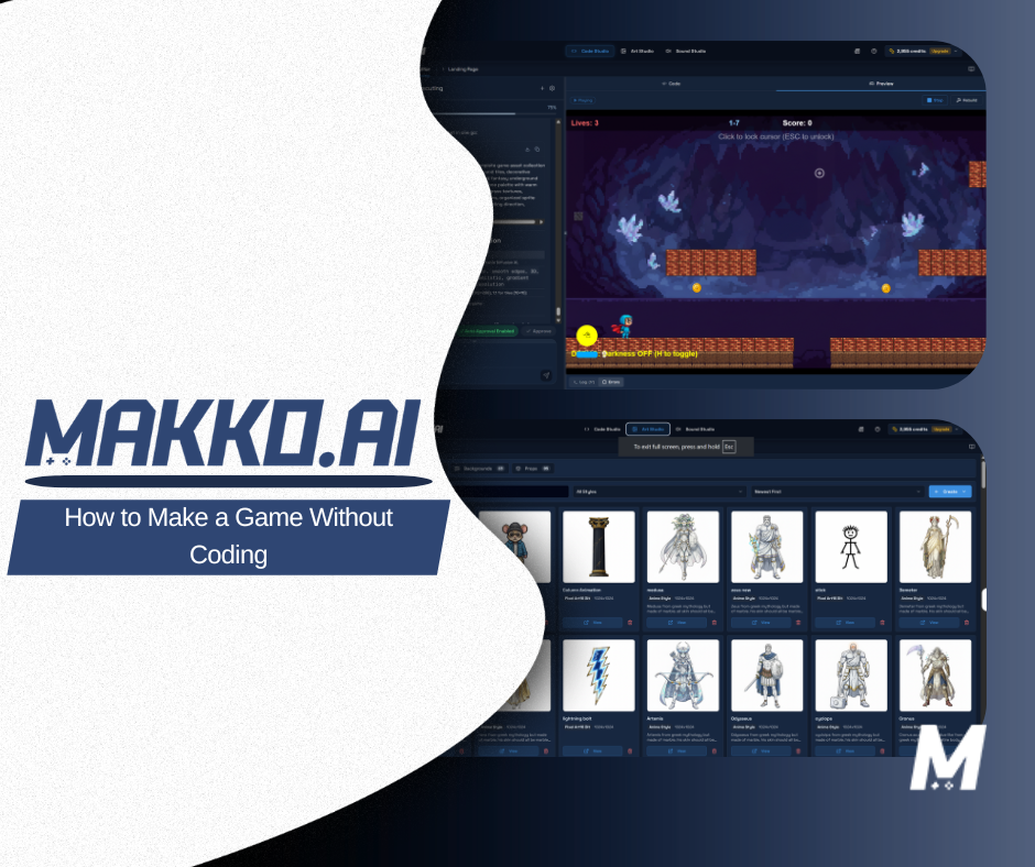 Makko blog thumbnail for how to make a game without coding