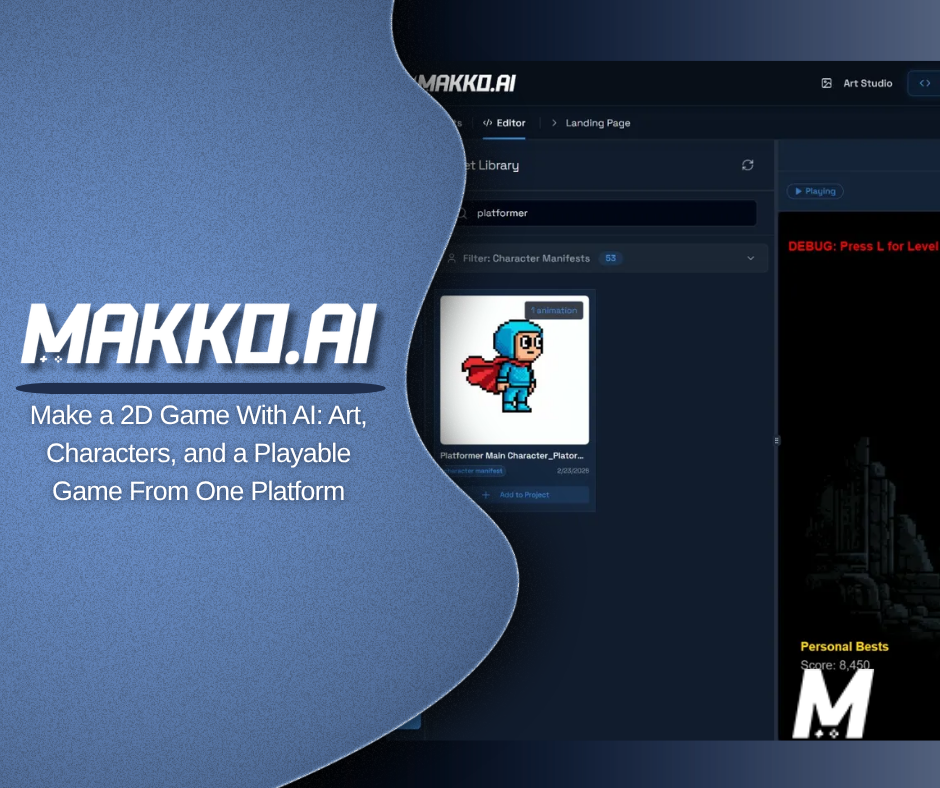 Makko blog thumbnail for making a 2D game with AI