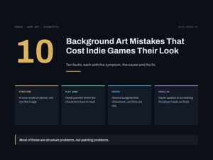 Title card for Background Art Mistakes That Cost Indie Games Their Look. Criteria: structure, play band, memory, parallax.