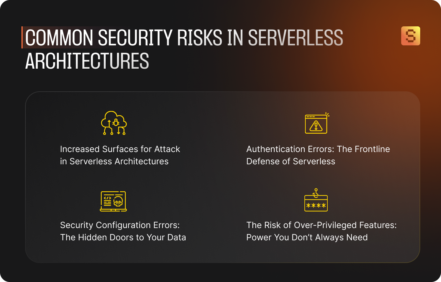 An image with discribed common security risks of serverless architecture.