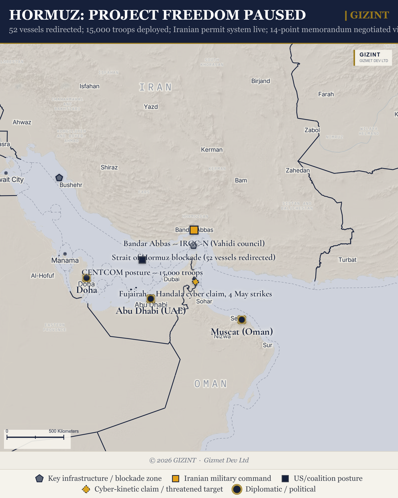 Hormuz: Project Freedom paused, blockade holds, 48-hour ultimatum