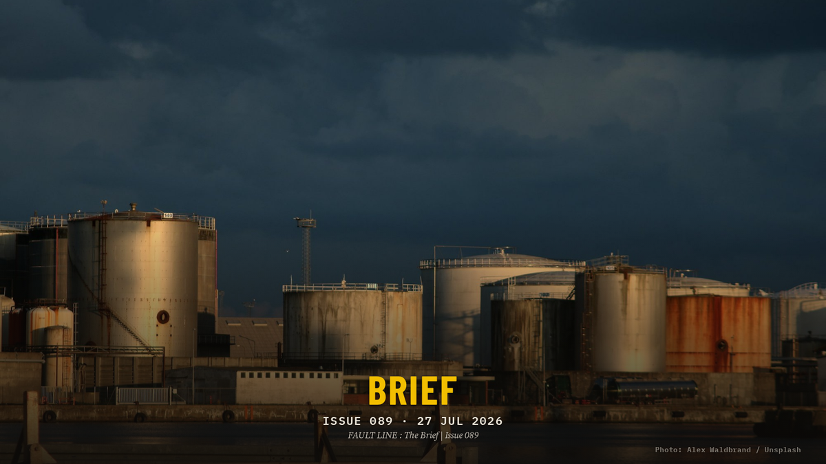 FAULT LINE Issue 089 · The Strike Pause Reprices Oil Without Reopening Hormuz