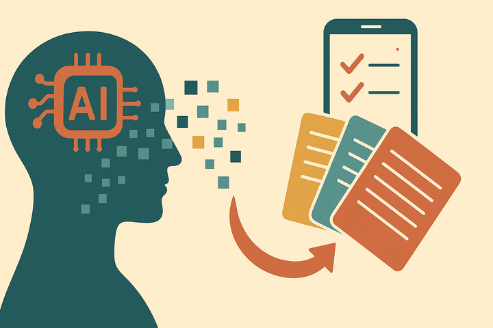 The brain melds with AI to produce flashcards that can be used in an app