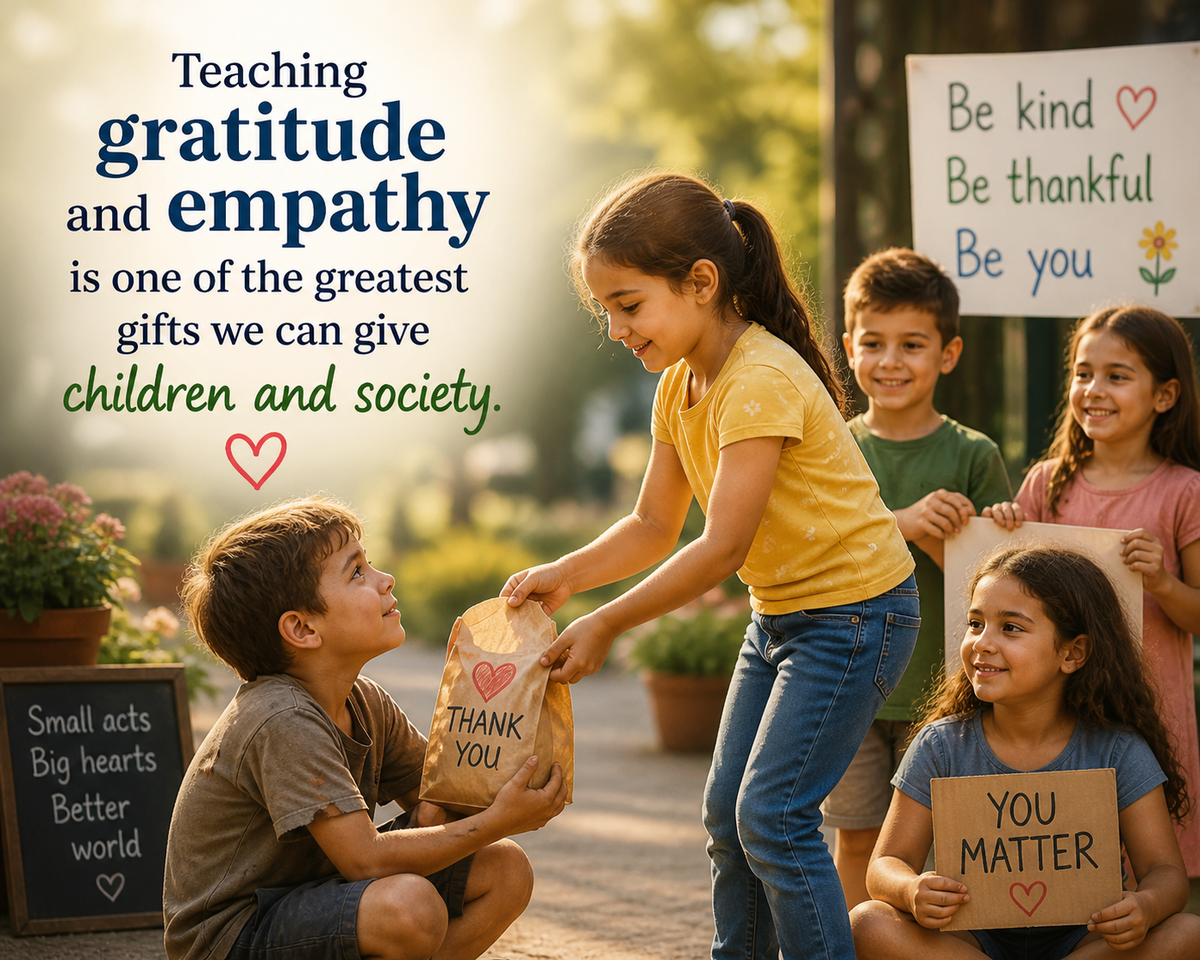 Teaching gratitude and empathy is one of the greatest gifts we can give children and society.