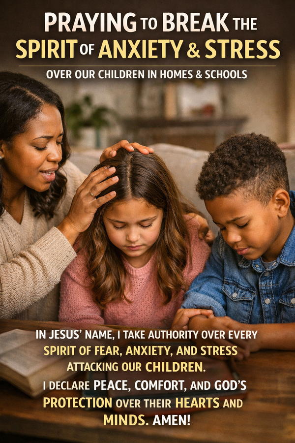 A Prayer to Break the Spirit of Anxiety and Stress Over Our Children in Homes and Schools.