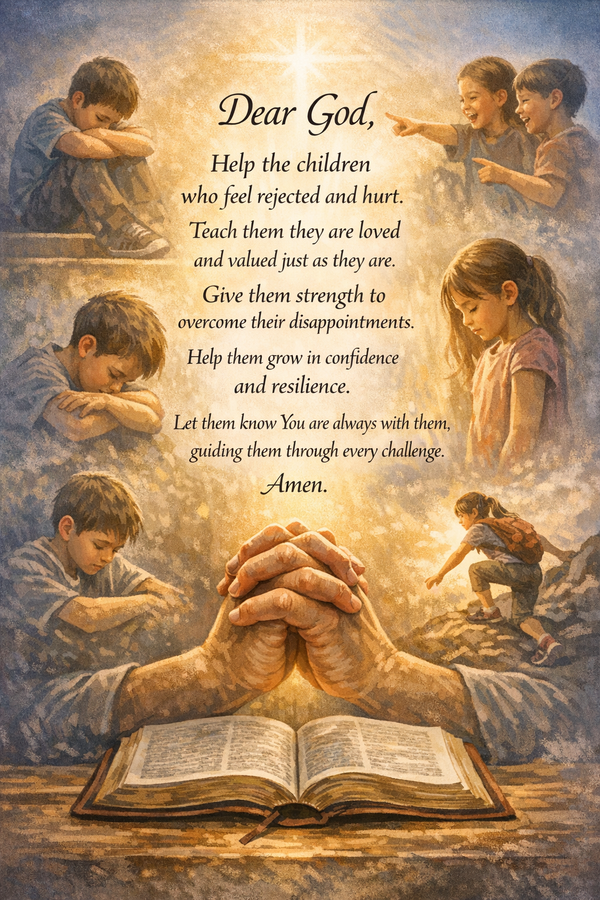 Prayer focused on helping children handle rejection and grow in resilience.