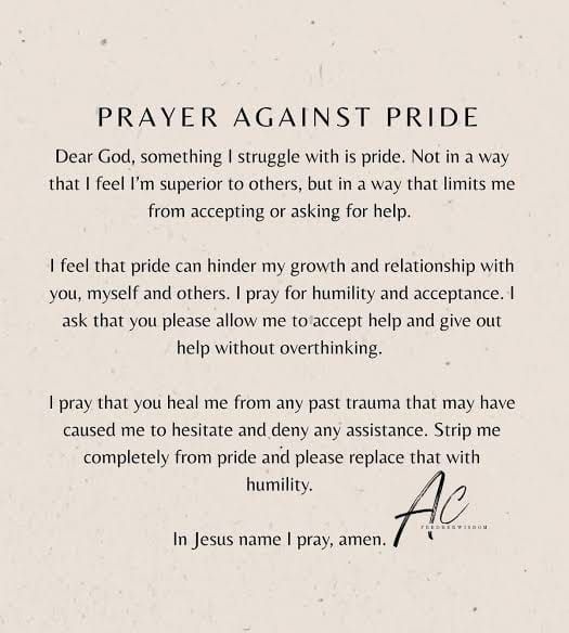 A Prayer Against Pride and Self-Reliance Replacing Humility