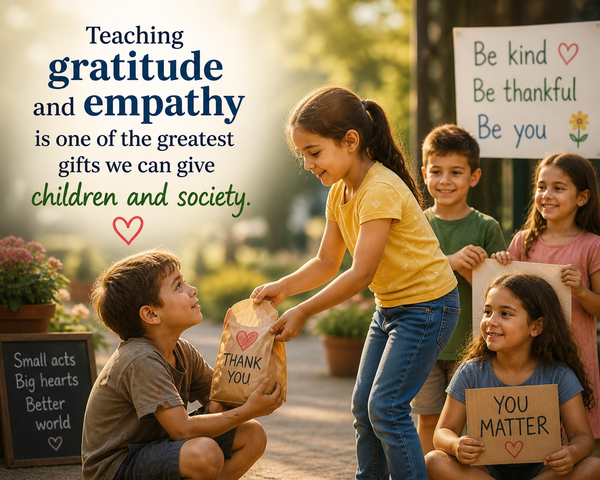 Teaching gratitude and empathy is one of the greatest gifts we can give children and society.