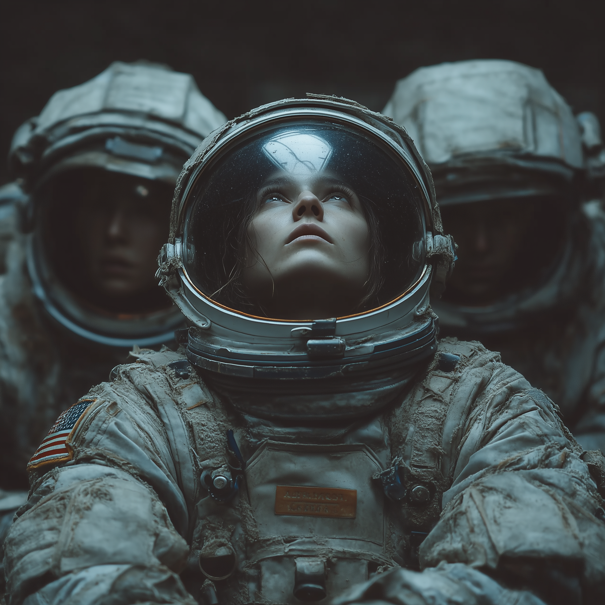 우주를 바라보는 우주비행사