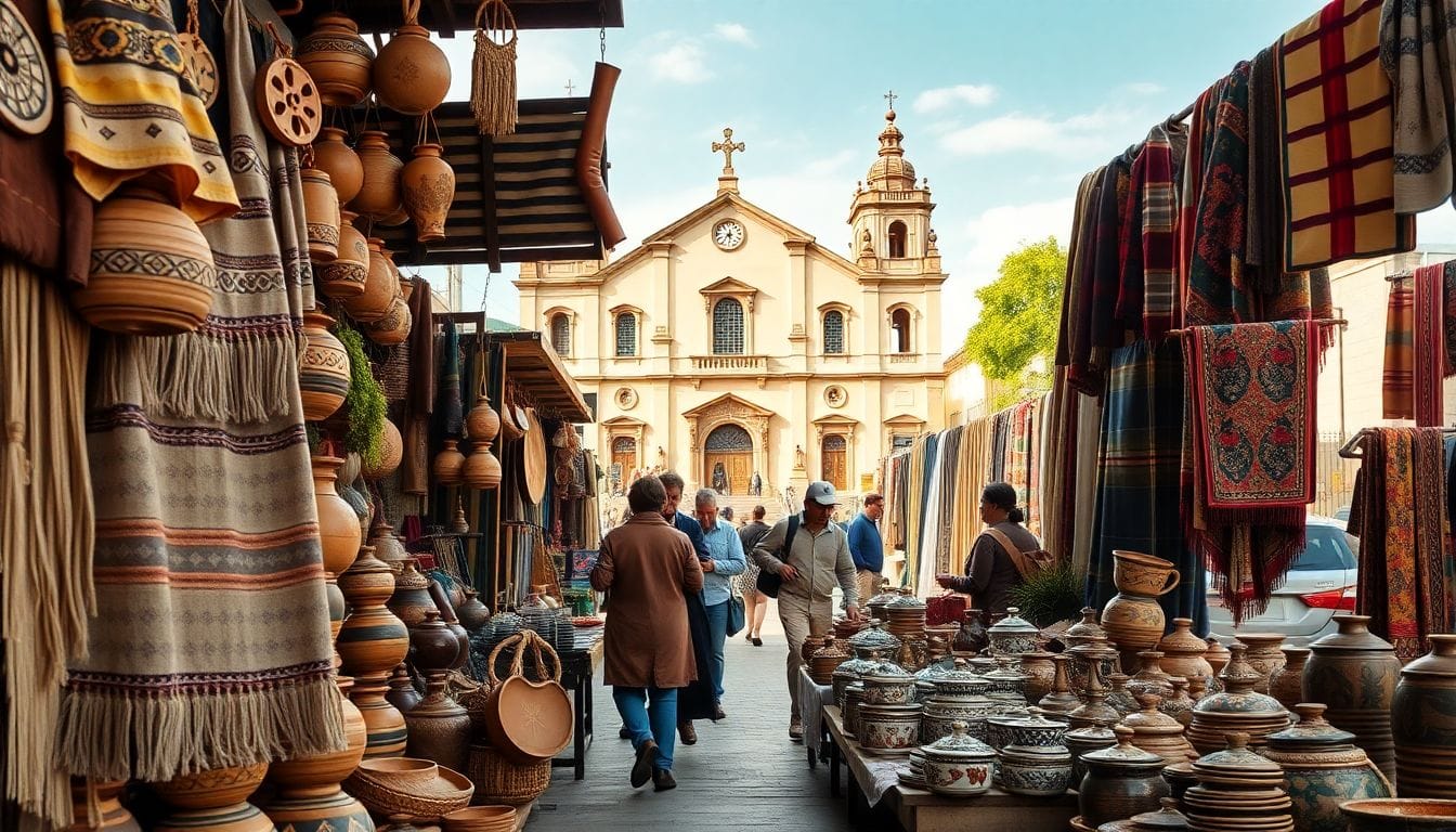Traditional artisan market in Quito Ecuador