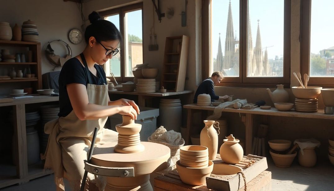 Throwing Clay Near Sagrada Familia: Pottery I Made in Barcelona