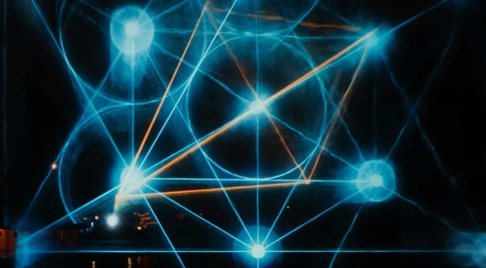 Blue and orange light pathway connections