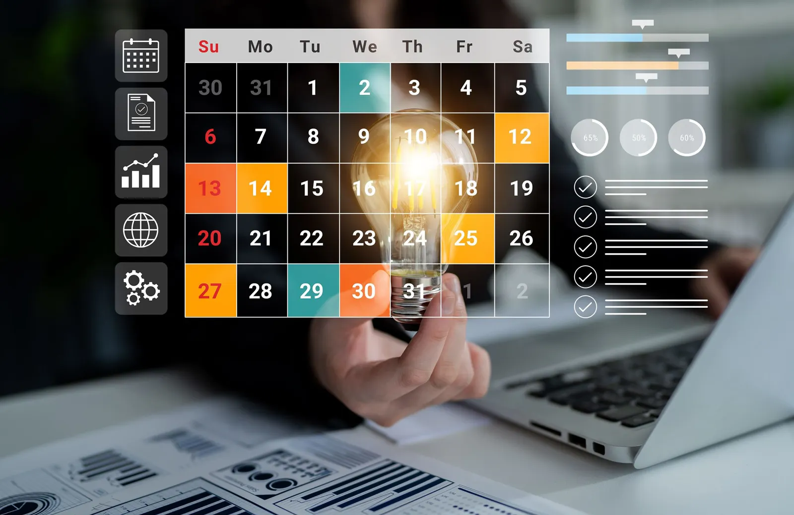 Calendar overlaying laptop