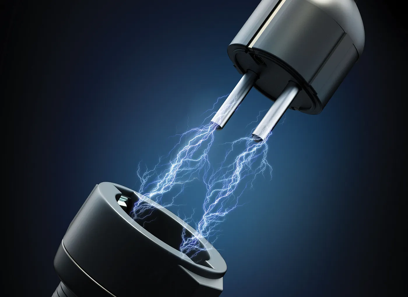 Electricity surging out of plug