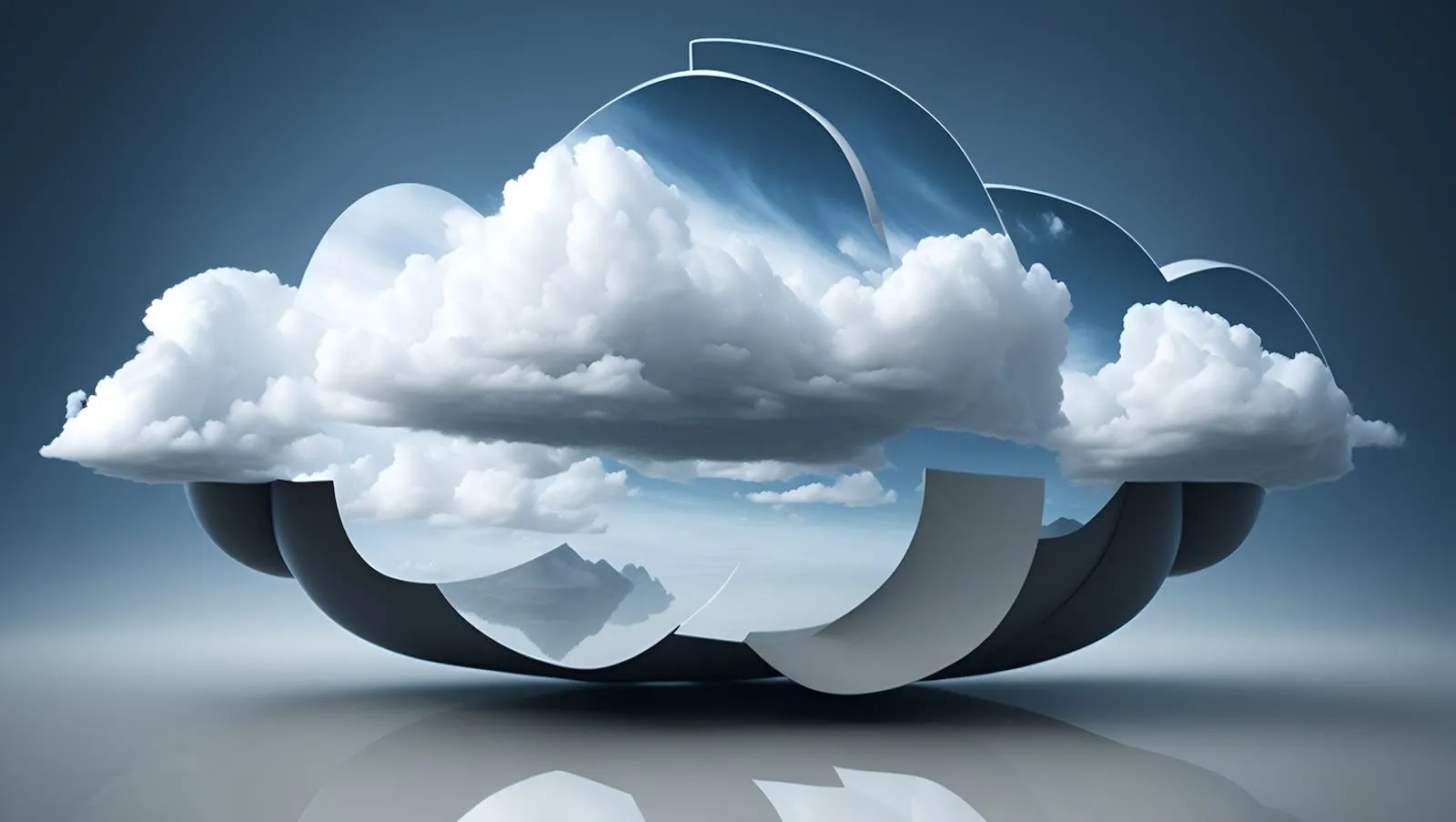 Abstract gray and white cloud shapes