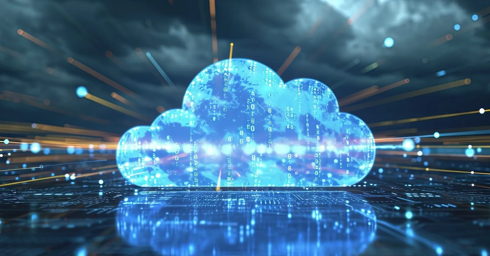 Blue cloud on dark network landscape