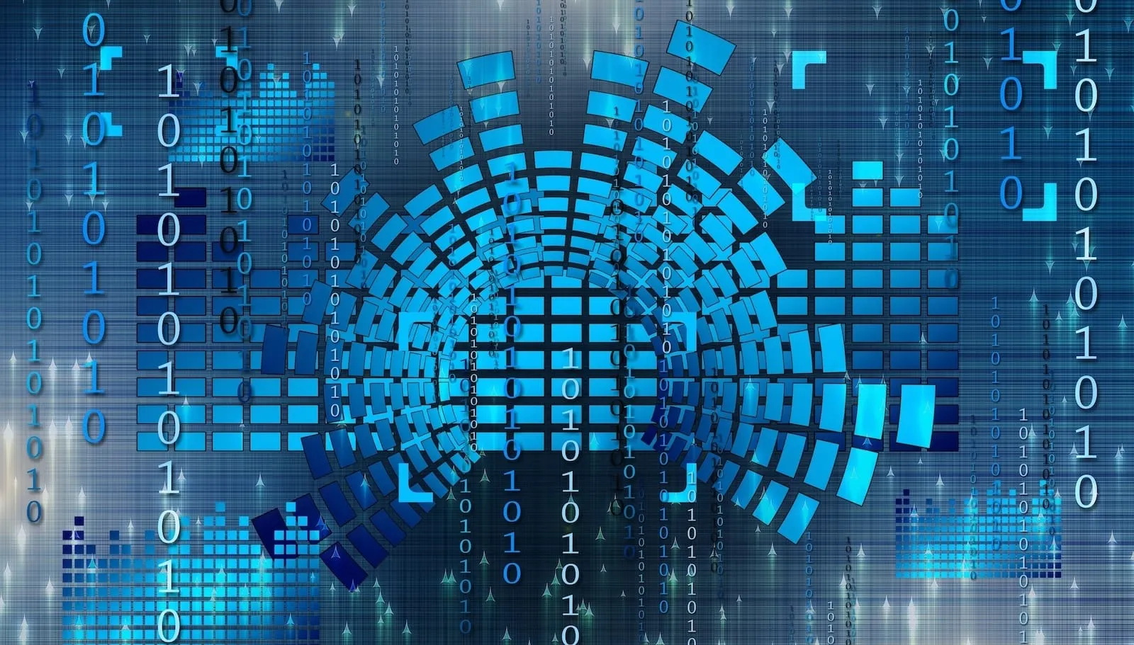 Blue bar graphs on digital background 